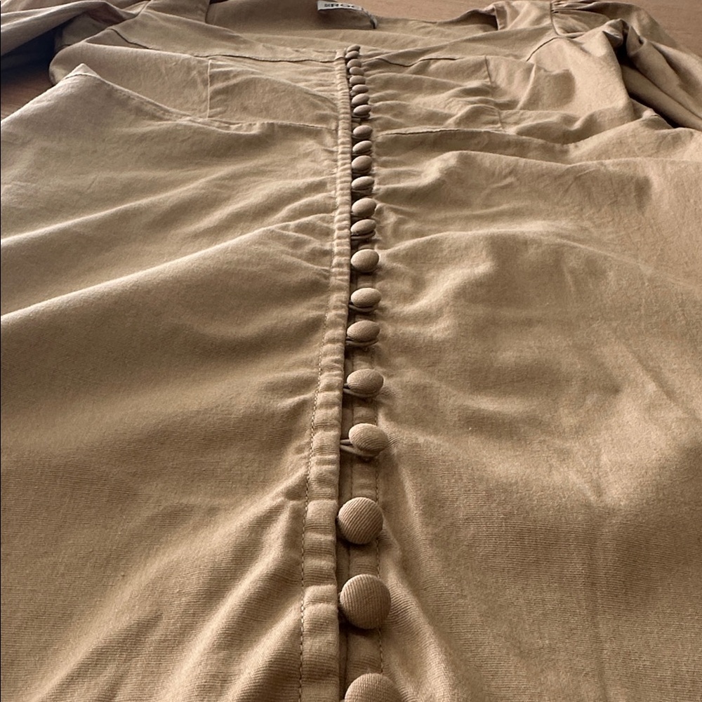 St Roche Chic Tan Button-Front Mini Dress - Picture 8 of 11